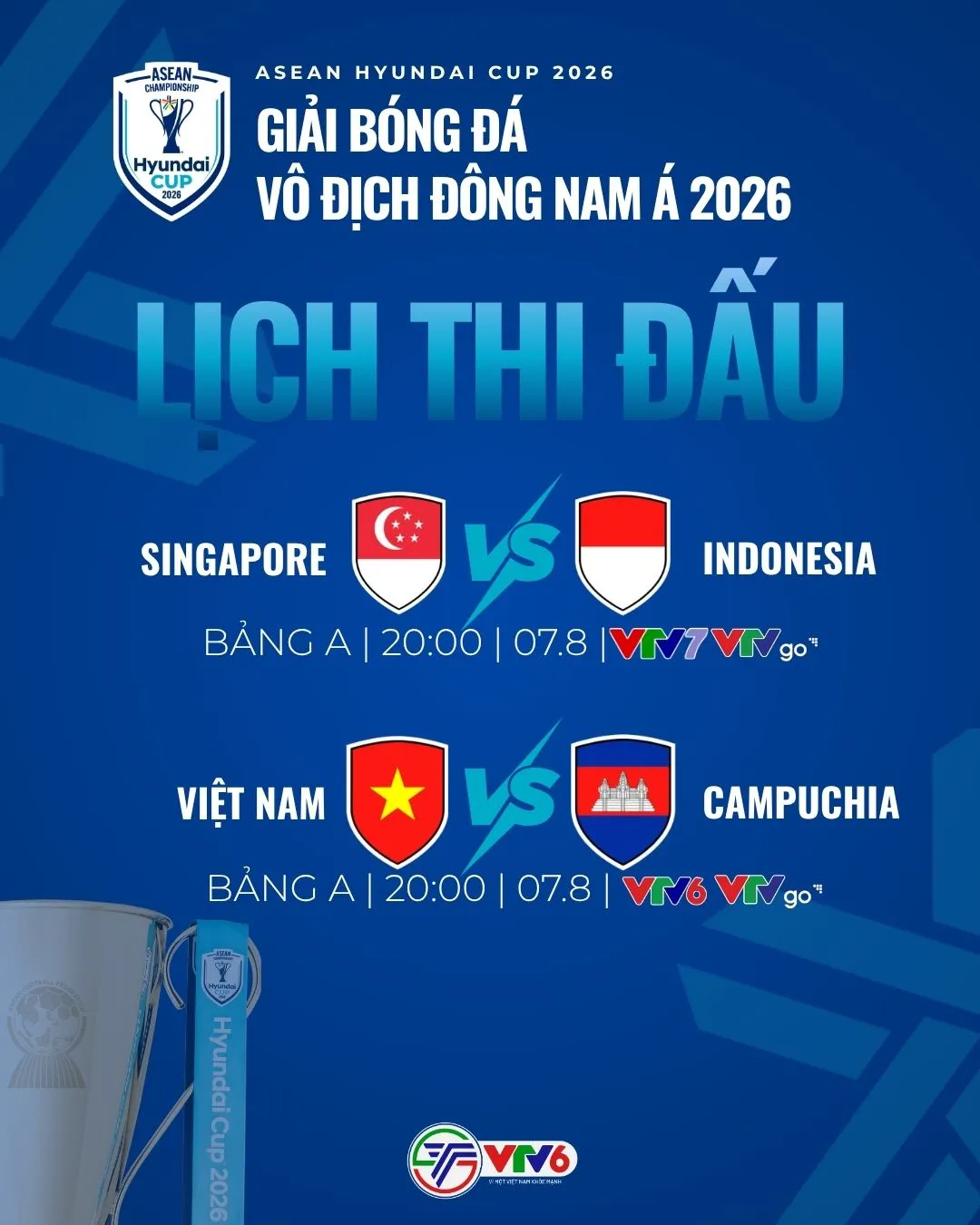 Lịch thi đấu và trực tiếp ASEAN Hyundai Cup 2026 hôm nay (7/8) trên VTV: ĐT Việt Nam ra quân, Indonesia chạm trán Singapore
- Ảnh 1.