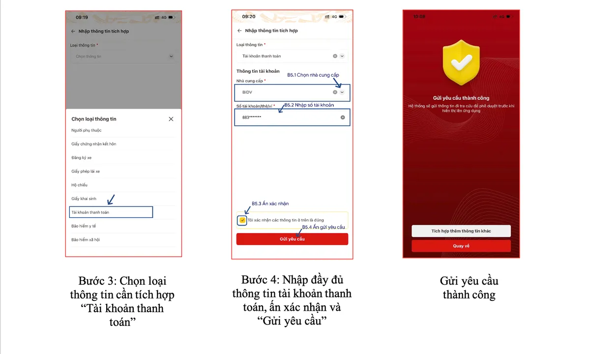 Bộ Công an hướng dẫn tích hợp tài khoản thanh toán, an sinh xã hội trên VNeID - Ảnh 2.