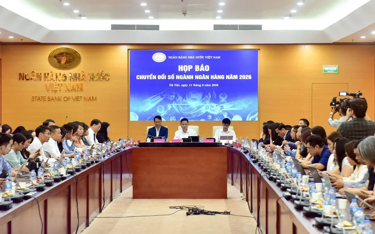 Ngân hàng Nhà nước Việt Nam (NHNN) tổ chức họp báo công bố sự kiện Chuyển đổi số ngành ngân hàng năm 2026. Ảnh: Ngân hàng Nhà nước
