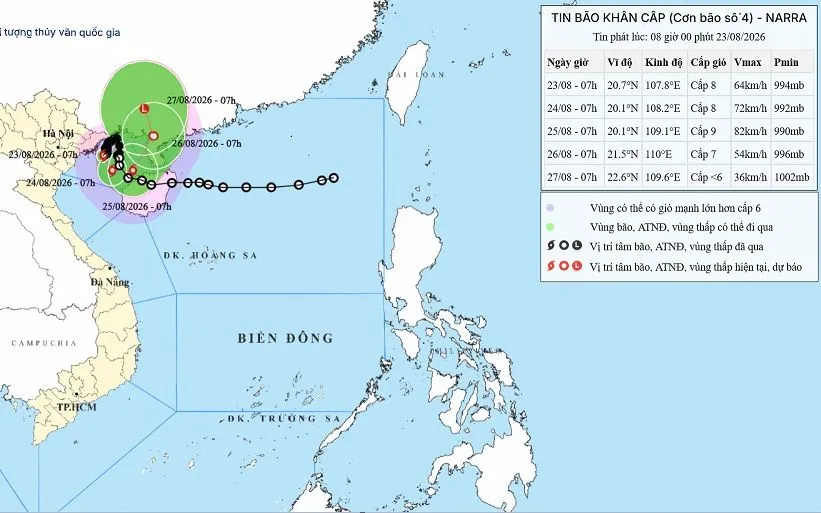 Ảnh: Trung tâm Dự báo khí tượng thủy văn Quốc gia