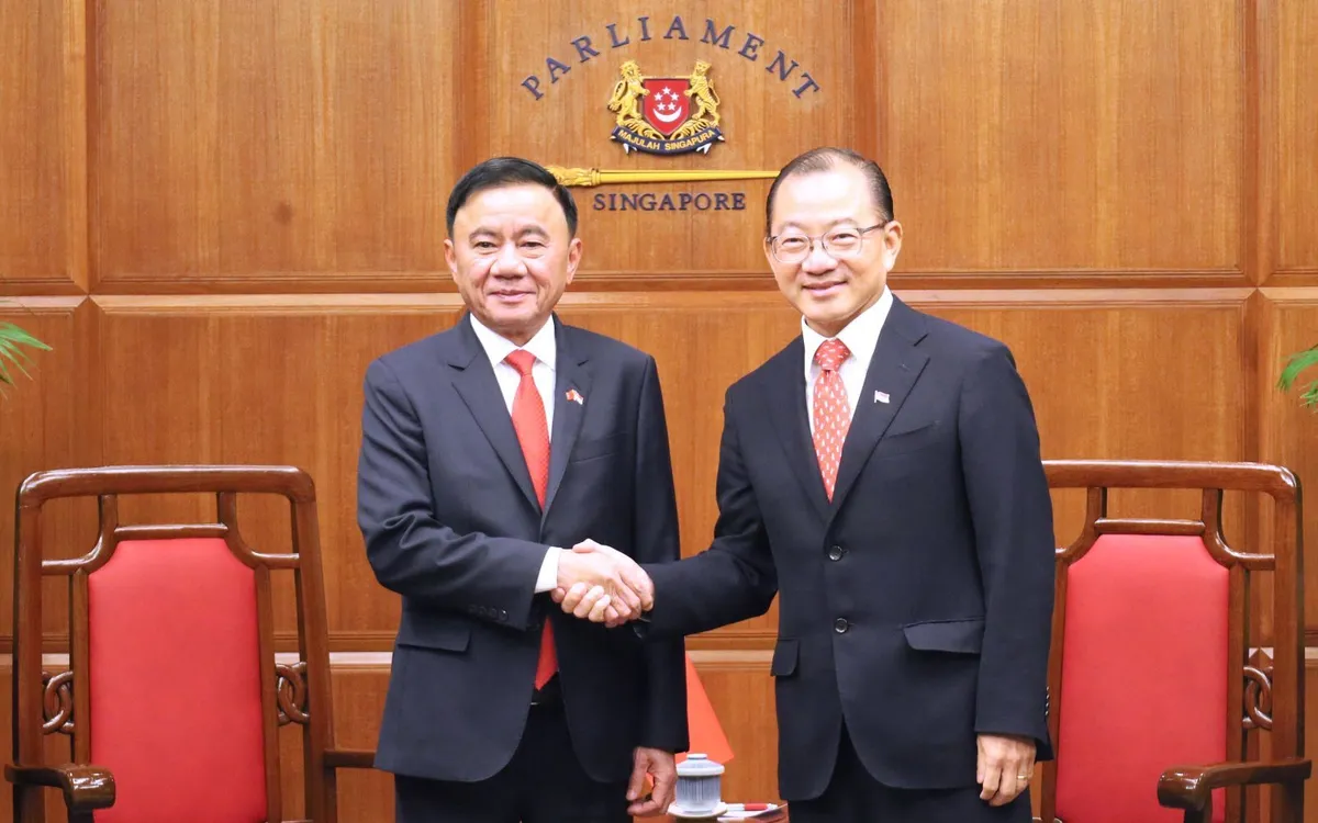 Đồng chí Thường trực Ban Bí thư Trần Cẩm Tú hội kiến Chủ tịch Quốc hội Singapore Seah Kian Peng. Ảnh: Cổng thông tin điện tử Đảng Cộng sản Việt Nam