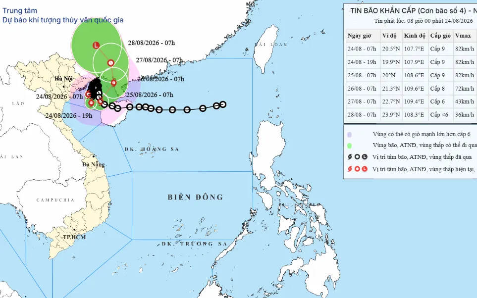 Bão số 4 ít di chuyển, cách Quảng Ninh và Hải Phòng 120km - Ảnh 1.