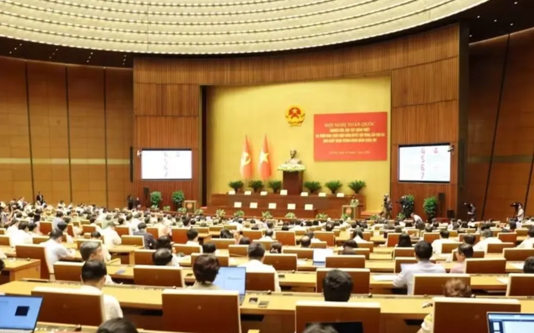 Toàn cảnh Hội nghị toàn quốc quán triệt, triển khai thực hiện Nghị quyết Trung ương 3 diễn ra hôm 29/7 vừa qua tại điểm cầu trung tâm, Hội nghị Diên hồng, Nhà Quốc hội, Hà Nội (Ảnh: TTXVN)