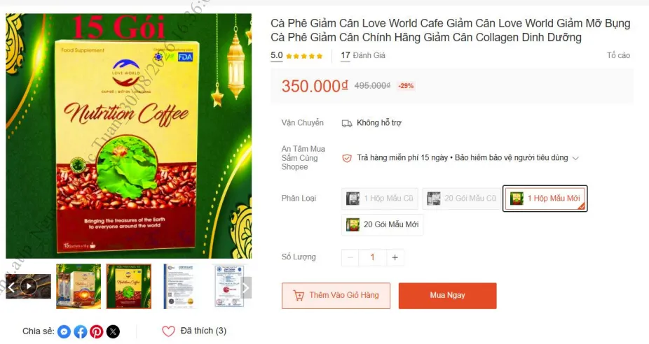Xác minh, xử lý vi phạm quảng cáo sản phẩm “Love World Nutrition Coffee” - Ảnh 1.