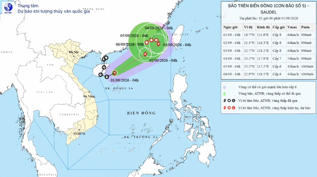 &Aacute;p thấp nhiệt đới mạnh l&ecirc;n th&agrave;nh b&atilde;o số 5- Ảnh 1.