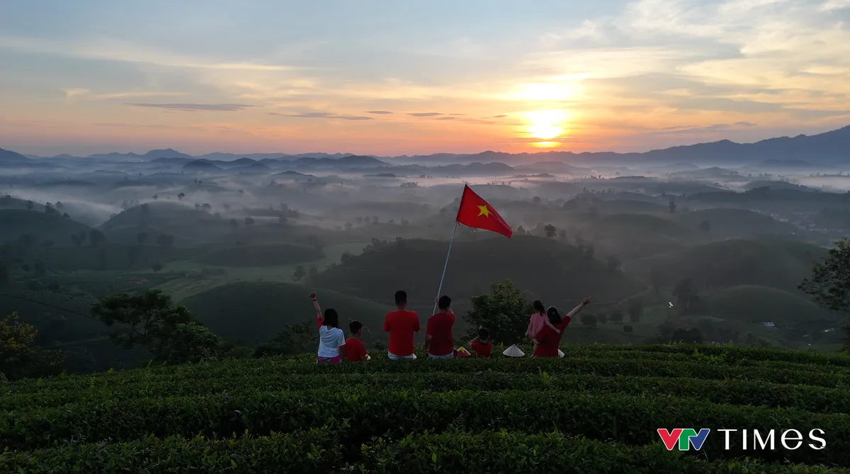 Rực rỡ cờ đỏ sao v&agrave;ng tại đồi ch&egrave; b&aacute;t &uacute;p Lễ Quốc kh&aacute;nh - Ảnh 1.