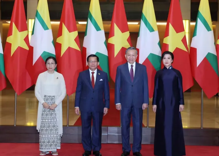 Tổng B&iacute; thư, Chủ tịch nước T&ocirc; L&acirc;m chủ tr&igrave; Lễ đ&oacute;n ch&iacute;nh thức Tổng thống Myanmar thăm ch&iacute;nh thức Việt Nam - Ảnh 5.