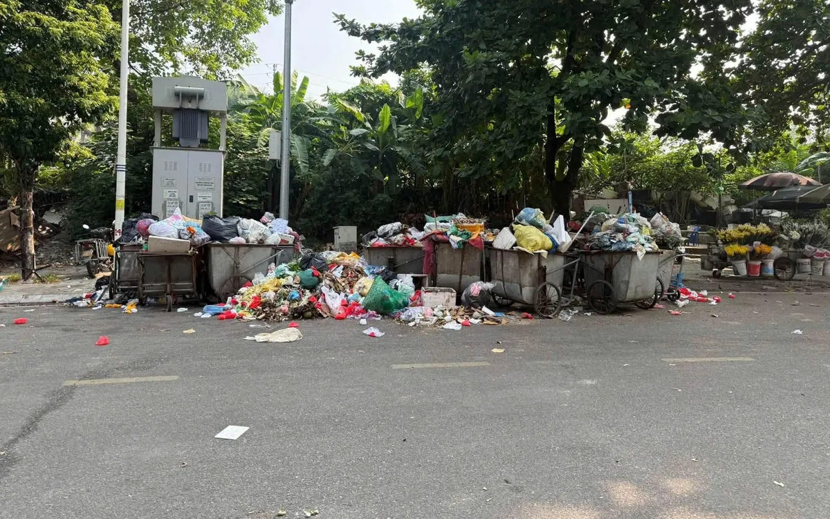 Rác thải ùn ứ, tồn đọng tại phường Vĩnh Phúc và Vĩnh Yên. Ảnh: Việt An