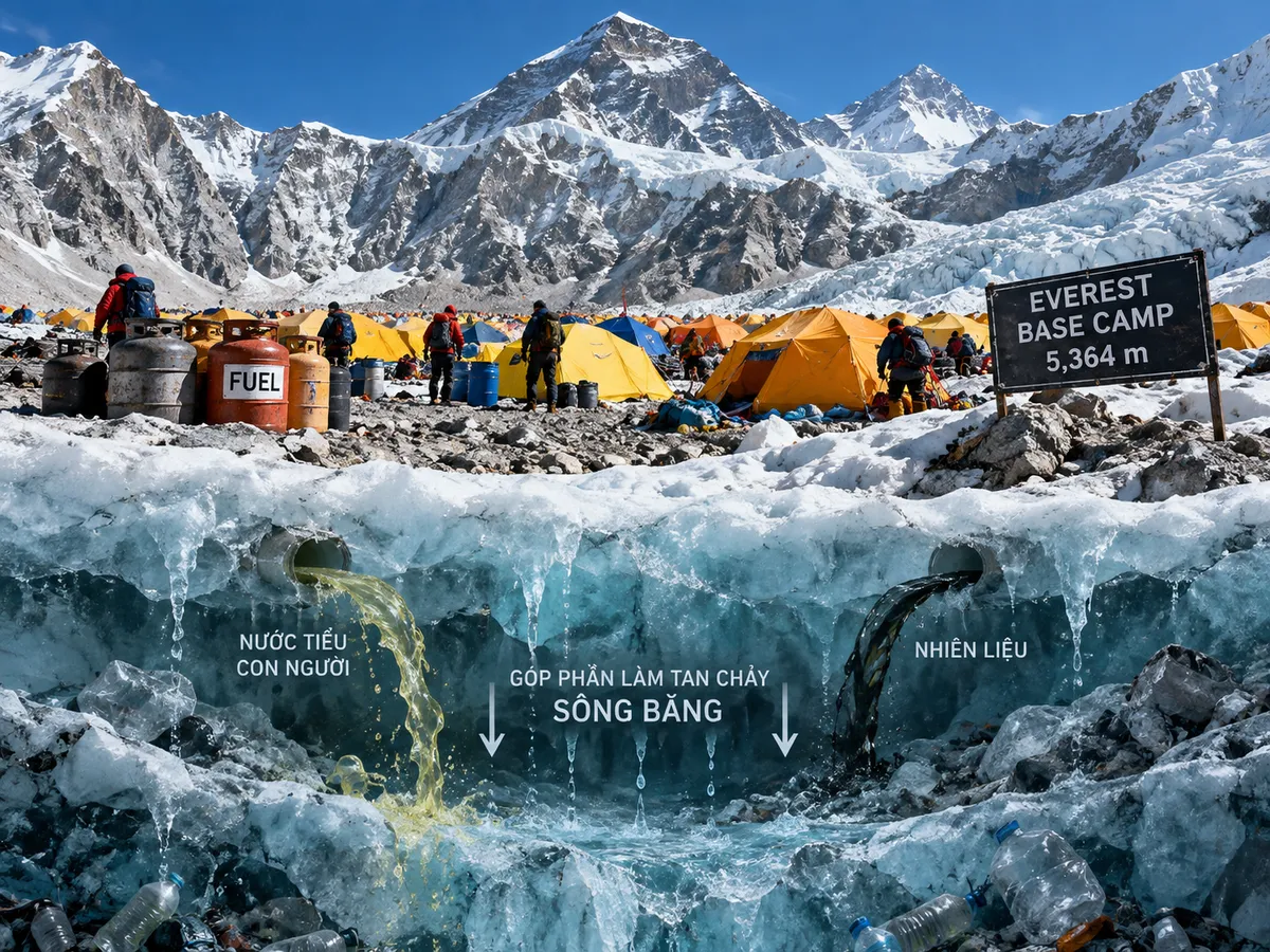 Nguyên nhân khó tin góp phần làm tan chảy sông băng trên Everest- Ảnh 1.