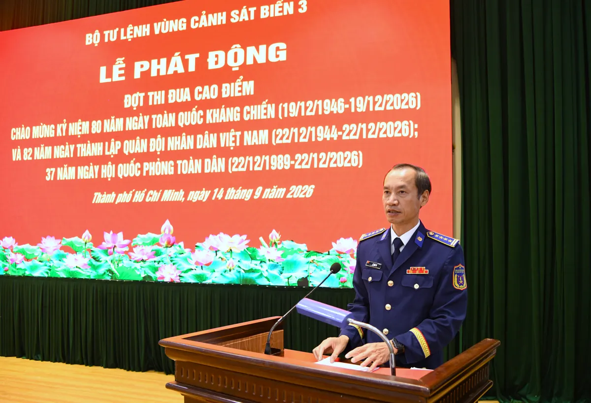 Bộ Tư lệnh V&ugrave;ng Cảnh s&aacute;t biển 3 ph&aacute;t động đợt thi đua cao điểm "80 ng&agrave;y thi đua Quyết thắng" - Ảnh 1.
