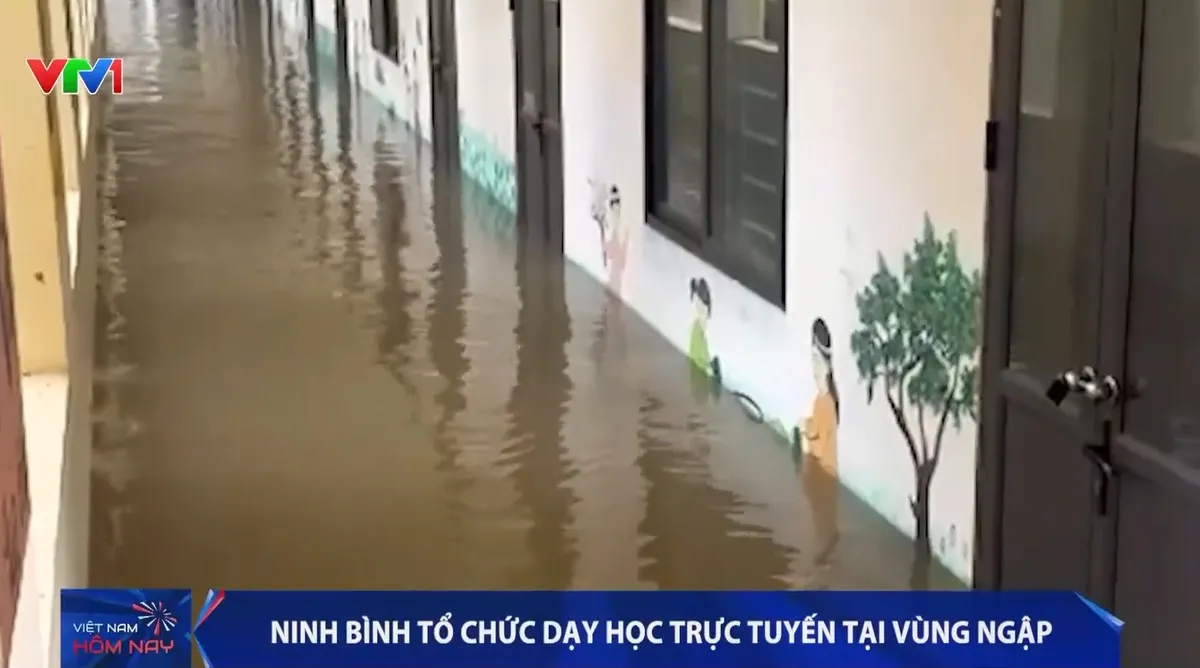 Ninh B&igrave;nh tổ chức dạy học trực tuyến tại v&ugrave;ng ngập - Ảnh 1.