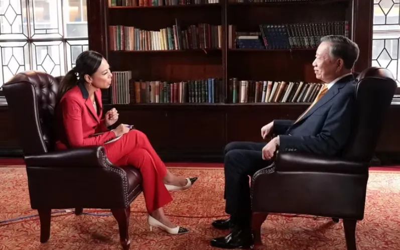 Tổng Bí thư, Chủ tịch nước Tô Lâm trả lời phỏng vấn Bloomberg TV. (Ảnh: TTXVN)