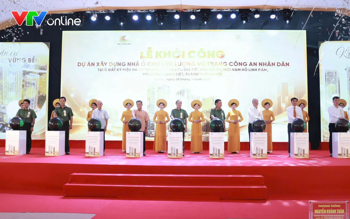 Khởi công dự án nhà ở cho cán bộ, chiến sĩ Công an tại phường Hoàng Liệt. Ảnh: Nguyễn Quân