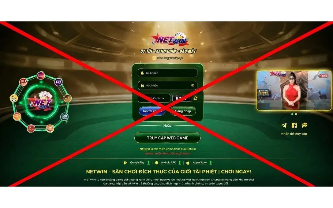 Hình ảnh giao diện trang web Net.win (Ảnh: Cổng TTĐT Công an tỉnh Hưng Yên)