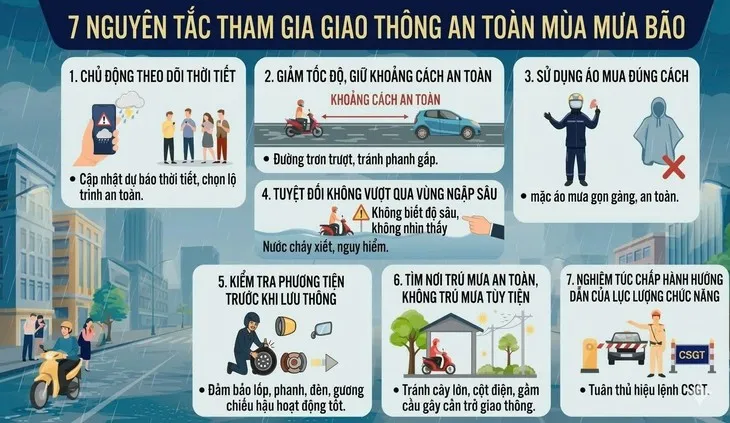 CSGT TP Hồ Chí Minh khuyến cáo giảm tốc độ, không cố vượt vùng ngập sâu khi mưa lớn - Ảnh 2.