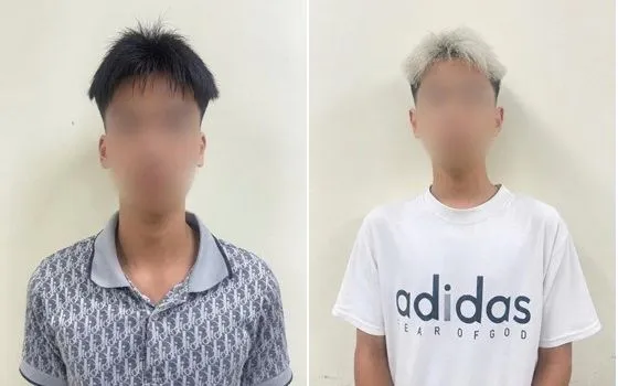 N.T.Đ và T.Đ.N tại Cơ quan Công an. Ảnh: Công an thành phố Quảng Ninh