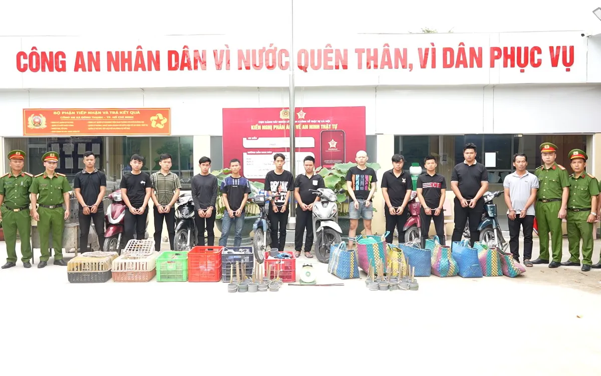 12 đối tượng trong băng trộm mèo bị khởi tố ở TP Hồ Chí Minh. Ảnh: Công an cung cấp.