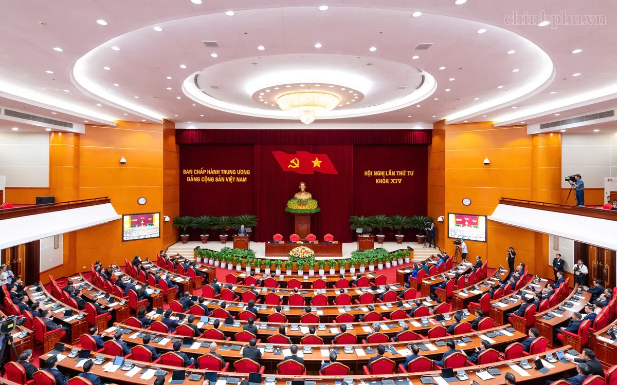 Bế mạc Hội nghị lần thứ tư Ban Chấp hành Trung ương Đảng khóa XIV - Ảnh: VGP
