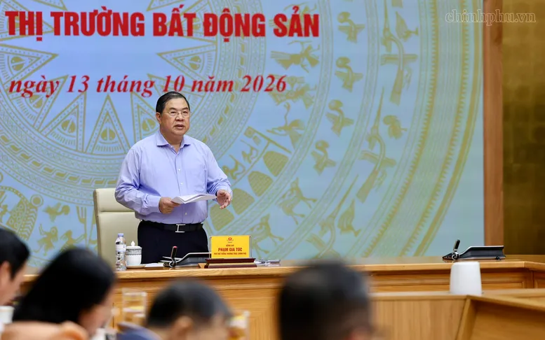 Phó Thủ tướng Thường trực Chính phủ Phạm Gia Túc chủ trì phiên họp thứ nhất của Ban Chỉ đạo Trung ương về chính sách nhà ở và thị trường bất động sản - Ảnh: chinhphu.vn/Phương Nguyên