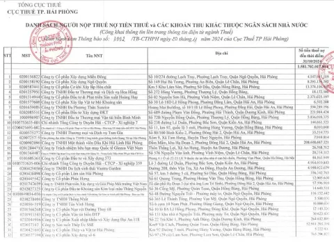 Công ty Dầu khí Hải Linh Hải Phòng nợ tiền thuế hơn 208 tỷ đồng