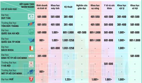 9 đại học Việt Nam vào bảng xếp hạng thế giới theo nhóm ngành năm 2025