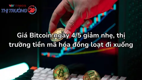 Giá Bitcoin ngày 4/5 giảm nhẹ, thị trường tiền mã hóa đồng loạt đi xuống