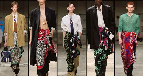 Julian Klausner "xé luật" thời trang nam tại Dries Van Noten: Sarong văn phòng, cắt may nổi loạn & tất tần tật niềm vui