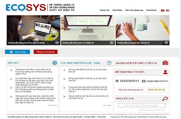 Bắt buộc khai báo Giấy chứng nhận xuất xứ hàng hóa qua eCoSys