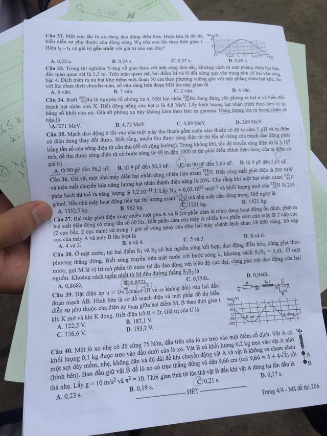 Đề thi tổ hợp môn Khoa học tự nhiên (Vật lý, Hóa, Sinh) của kỳ thi THPT Quốc gia 2017 - Ảnh 4.