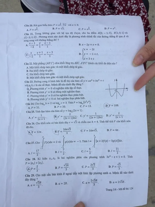 Đề thi môn Toán kỳ thi THPT Quốc gia năm 2017 - Ảnh 4.
