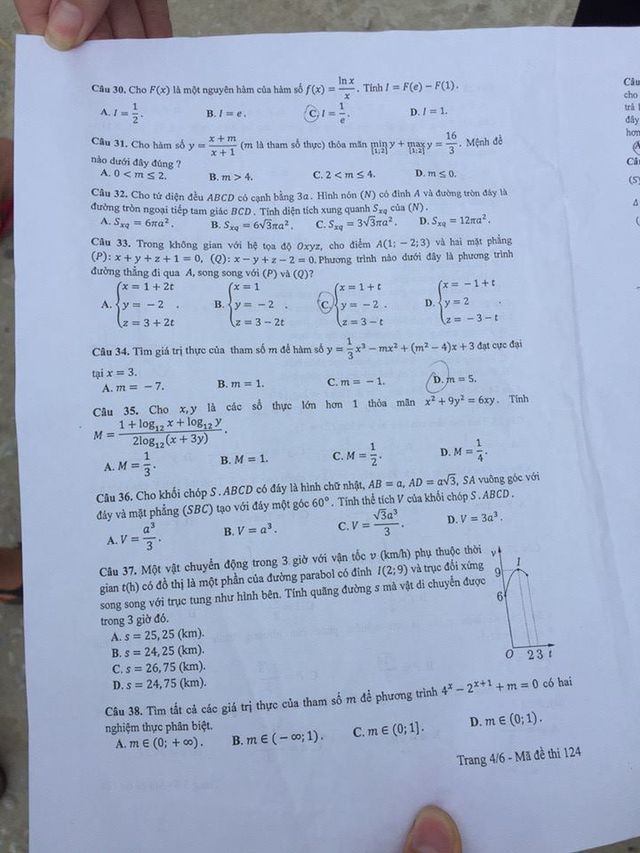 Đề thi môn Toán kỳ thi THPT Quốc gia năm 2017 - Ảnh 5.