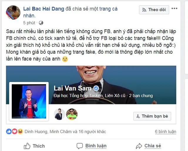 Nhà báo Lại Văn Sâm chính thức có trang cá nhân trên Facebook - Ảnh 1.