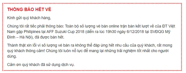 Hết vé trận Việt Nam - Philippines, VFF gửi lời xin lỗi người hâm mộ - Ảnh 1.