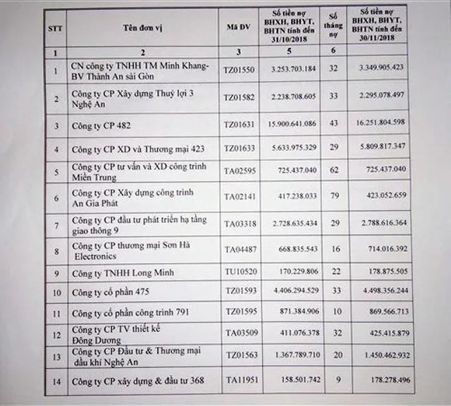 Nghệ An: 14 doanh nghiệp bị chuyển hồ sơ sang công an vì nợ tiền bảo hiểm - Ảnh 1.