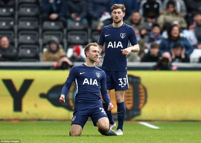 Eriksen lập cú đúp, Tottenham bẻ cánh thiên nga Swansea để vào bán kết FA Cup - Ảnh 2.