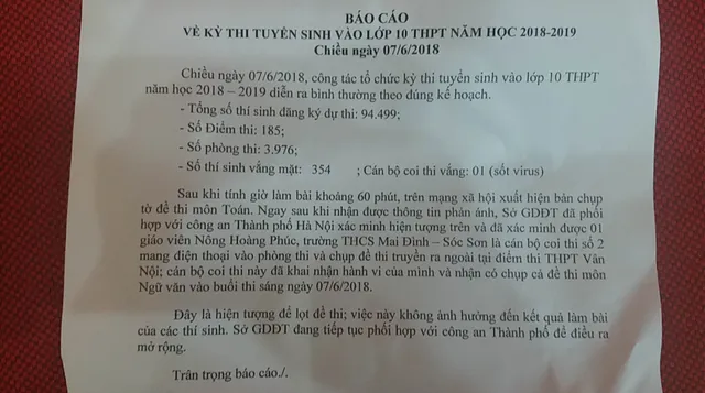 Lọt đề thi Toán lớp 10, Sở GD&ĐT Hà Nội vẫn khẳng định không ảnh hưởng kết quả làm bài - Ảnh 1.