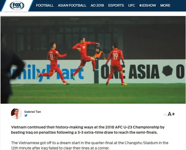 Fox Sports châu Á gọi U23 Việt Nam là người tạo nên lịch sử - Ảnh 1.