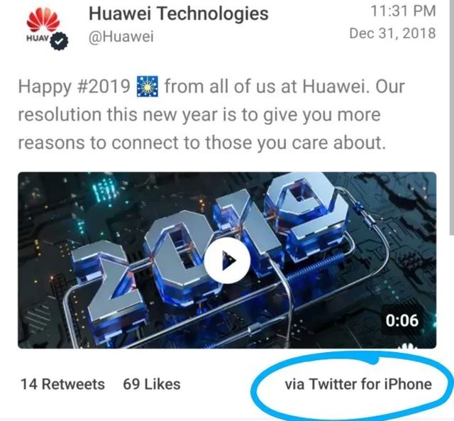 Huawei trừng phạt nhân viên vì cả gan dùng iPhone để đăng chúc Tết - Ảnh 1.