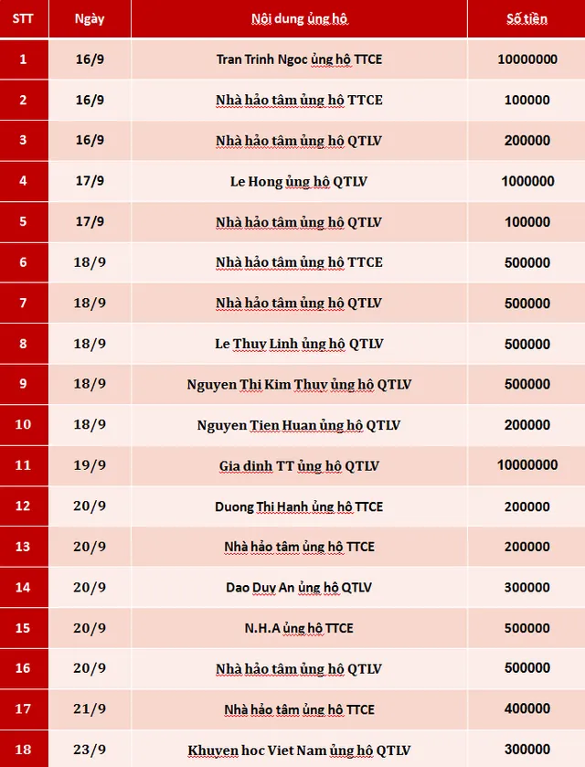 Quỹ Tấm lòng Việt: Danh sách ủng hộ tuần 3 - 4 tháng 9/2019 - Ảnh 1.