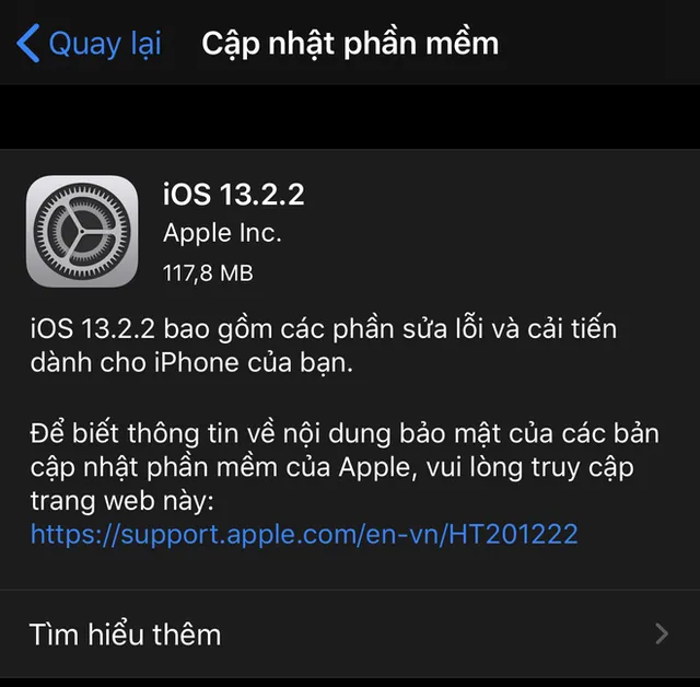 Apple ra mắt bản cập nhật iOS 13.2.2 cho iPhone - Ảnh 1.