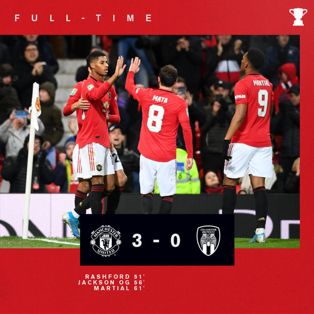 Kết quả tứ kết Cúp Liên đoàn Anh: Man Utd 3-0 Colchester, Oxford United 1-3 Man City - Ảnh 2.