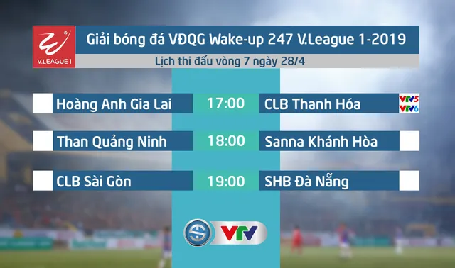 Lịch thi đấu và trực tiếp vòng 7 Wake-up 247 V.League 1-2019 ngày 28/4: Tâm điểm Hoàng Anh Gia Lai - CLB Thanh Hóa - Ảnh 1.