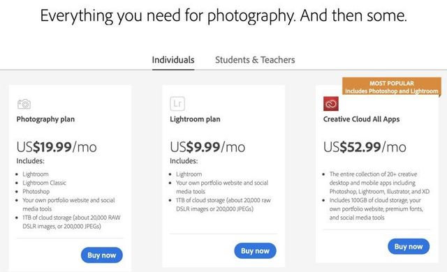 Adobe lặng lẽ tăng giá Photoshop và Lightroom - Ảnh 1.