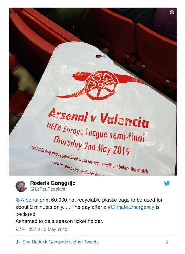 Arsenal bị chỉ trích thậm tệ vì hủy diệt môi trường - Ảnh 3. Arsenal bị chỉ trích thậm tệ vì hủy diệt môi trường - Ảnh 3.