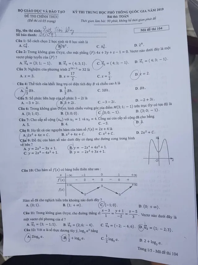 Đề thi Toán THPT Quốc gia 2019 - Ảnh 16.