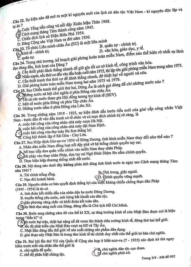 Đáp án đề thi môn Lịch sử vào lớp 10 năm 2019 tại Hà Nội - Ảnh 3.