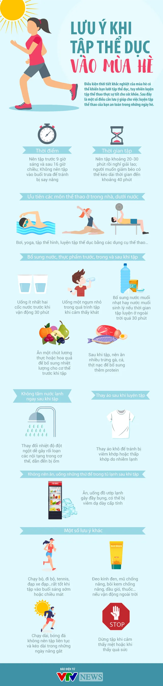 INFOGRAPHIC] Lưu ý khi tập thể dục mùa hè - Ảnh 1.