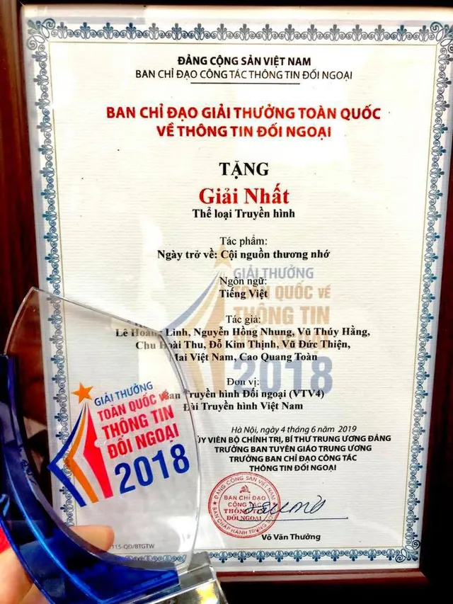 Ngày trở về: Cội nguồn thương nhớ giành giải nhất giải thưởng toàn quốc về thông tin đối ngoại 2018 - Ảnh 1.