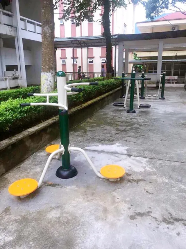 Lắp dụng cụ thể dục ngoài trời cho bệnh nhân - Ảnh 1. Lắp dụng cụ thể dục ngoài trời cho bệnh nhân - Ảnh 1.