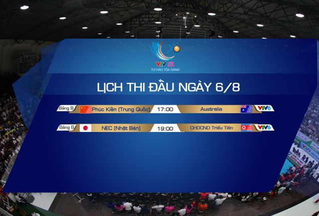 Lịch thi đấu và trực tiếp VTV Cup Tôn Hoa Sen 2019 ngày 6/8: Phúc Kiến (Trung Quốc) - Australia, NEC Red Rockets (Nhật Bản) - CHDCND Triều Tiên - Ảnh 1.